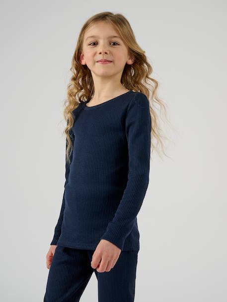 T-shirt thermolactyl côtes molletonnées Blanc pur+Bleu marine+Gris clair 8 - vertbaudet enfant 