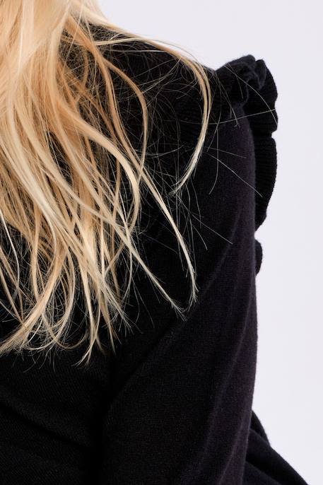 Pull en maille, épaules volantées Fuchsia+Noir 7 - vertbaudet enfant 
