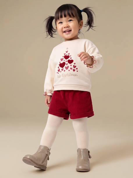 Ensemble Noël bébé fille sweat short collants rouge 1 - vertbaudet enfant 