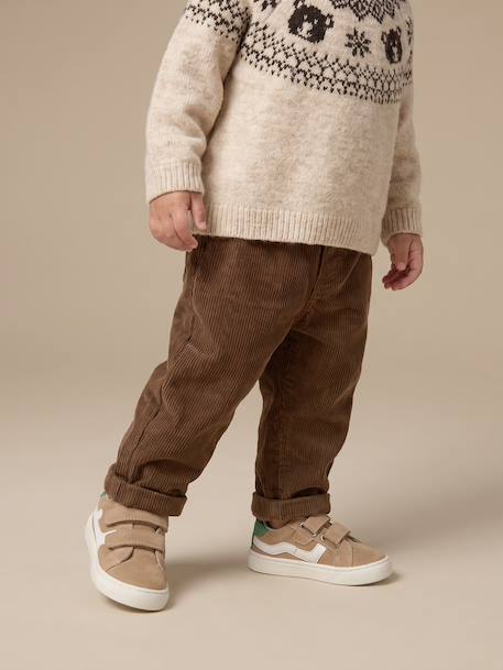 Pantalon bébé en velours côtelé bleu grisé+caramel+lichen+marron 21 - vertbaudet enfant 