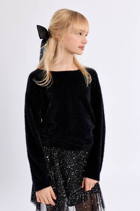 Pull duveteux col rond Camel+Jaune+Noir 15 - vertbaudet enfant 