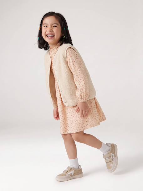 Robe courte fille manches longues cannelle+écru 5 - vertbaudet enfant 