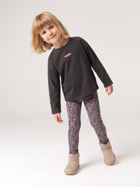 Legging fille doublé maille polaire bois de rose+encre+gris foncé+marron imprimé 9 - vertbaudet enfant 
