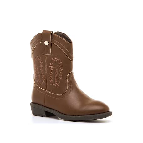 Bottines filles synthétique fermeture éclair Black+Brown 7 - vertbaudet enfant 