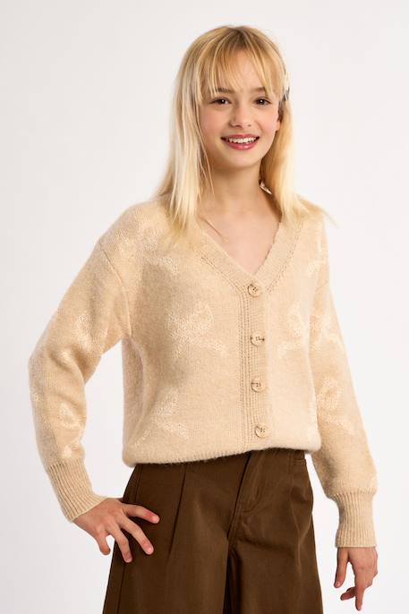 Cardigan à nœuds boutonnés Beige+Khaki 3 - vertbaudet enfant 