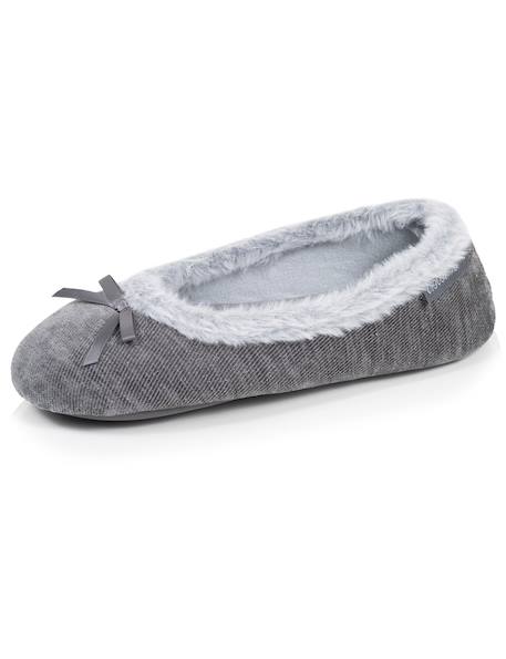 Chaussons ballerines sergé pailleté, semelle gomme ultra souple Gris foncé 6 - vertbaudet enfant 