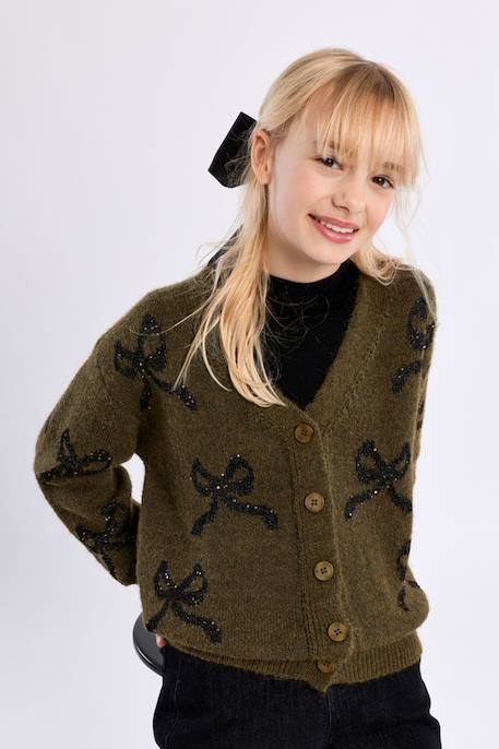 Cardigan à nœuds boutonnés Beige+Khaki 6 - vertbaudet enfant 