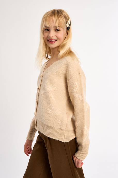 Cardigan à nœuds boutonnés - fille Beige+Khaki 4 - vertbaudet enfant 