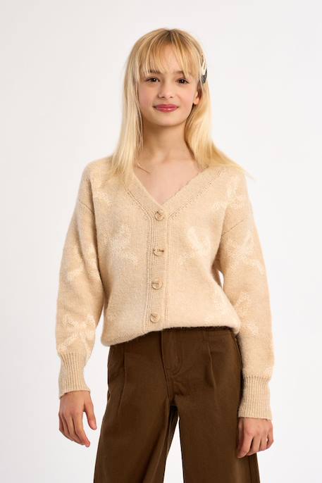 Cardigan à nœuds boutonnés Beige+Khaki 1 - vertbaudet enfant 