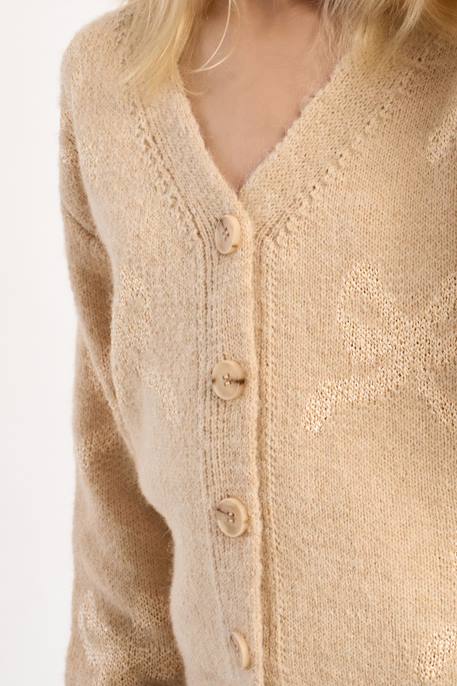 Cardigan à nœuds boutonnés - fille Beige+Khaki 2 - vertbaudet enfant 