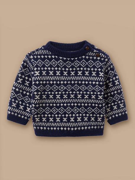 Pull jacquard en laine bébé Marine 1 - vertbaudet enfant 