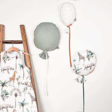 Ballon mural décoratif en coton imprimé 28cm Beige+Blanc+Bleu+Vert de gris 17 - vertbaudet enfant 