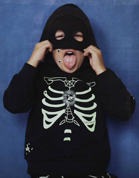 Sweat à capuche avec imprimé qui brille dans le noir Noir 1 - vertbaudet enfant 