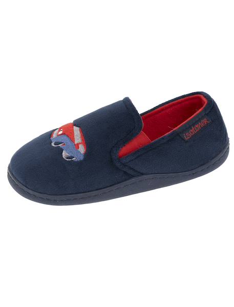 Chaussons mocassins polaire chinée, maintien du pieds, semelle légère, souple Gris chiné+Marine 9 - vertbaudet enfant 