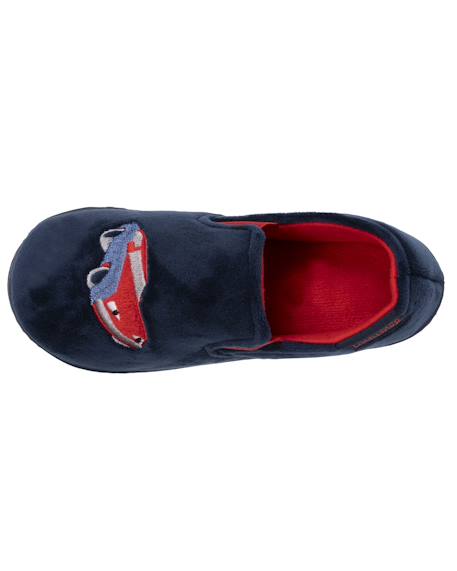 Chaussons mocassins polaire chinée, maintien du pieds, semelle légère, souple Gris chiné+Marine 8 - vertbaudet enfant 
