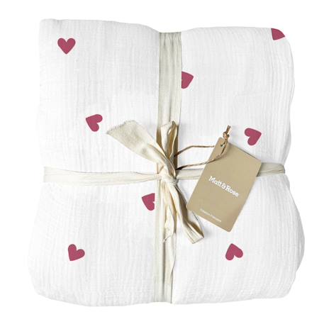 Parure de lit imprimée en gaze de coton, coeur Blanc 2 - vertbaudet enfant 