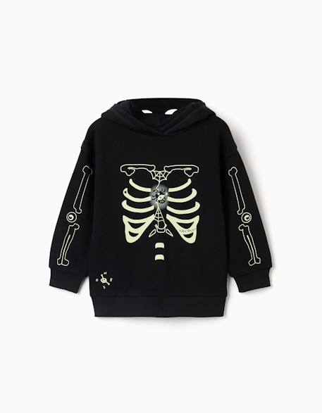 Sweat à capuche avec imprimé qui brille dans le noir Noir 2 - vertbaudet enfant 