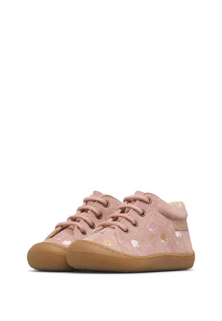 Chaussures premiers pas barefoot bébé fille en daim amur, broderies champignons Rose-rose clair 5 - vertbaudet enfant 