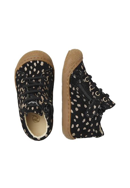 Chaussures premiers pas bébé fille en daim cocoon à zip Noir-platine 4 - vertbaudet enfant 