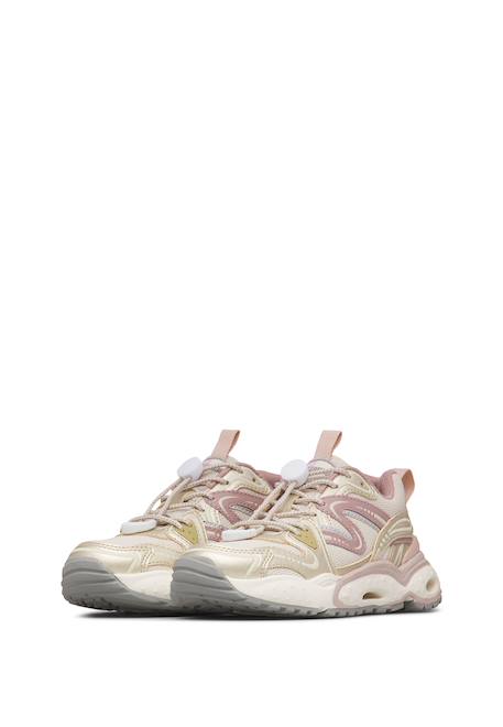Baskets bébé fille en simili cuir et tissu flyner Blanc-platine-rose 5 - vertbaudet enfant 