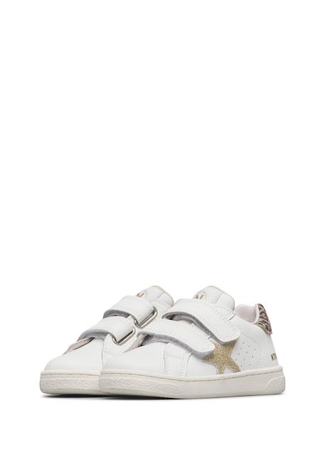 Baskets bébé fille en cuir et daim pinn à scratch Blanc-platine 5 - vertbaudet enfant 