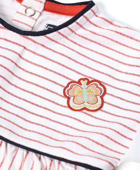Ensemble robe + bas 100% coton bébé fille Fond naturel raye terracotta 3 - vertbaudet enfant 