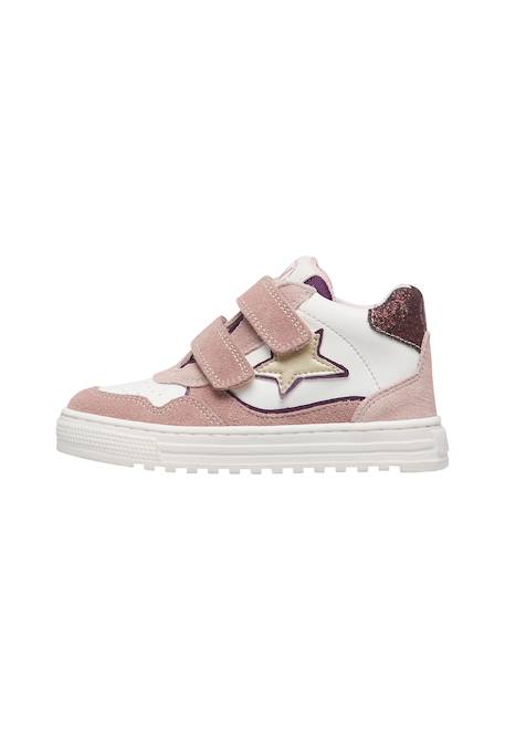 Baskets montantes bébé en cuir et daim hess high 3 à scratch Blanc-beige-rose poudré+Blanc-rose-rose poudré+Kaki-blanc-brun+Marine-bleu 8 - vertbaudet enfant 