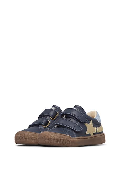 Baskets bébé garçon en cuir singery à scratch Bleu-bleu ciel-marron 5 - vertbaudet enfant 