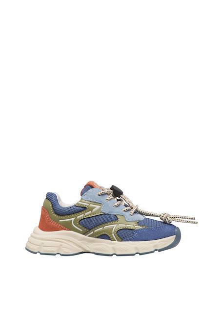 Baskets bébé en simili cuir et tissu yambe Bleu-kaki 1 - vertbaudet enfant 