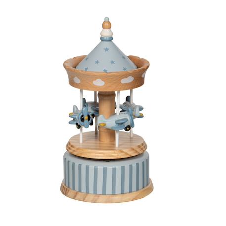 Carrousel musical avion   en bois Bleu 1 - vertbaudet enfant 