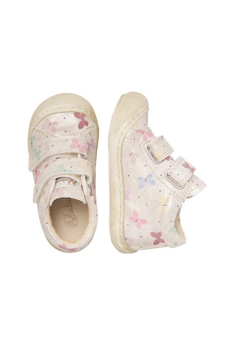 Chaussures premiers pas bébé fille en cuir cocoon à scratch Platine-rose 4 - vertbaudet enfant 