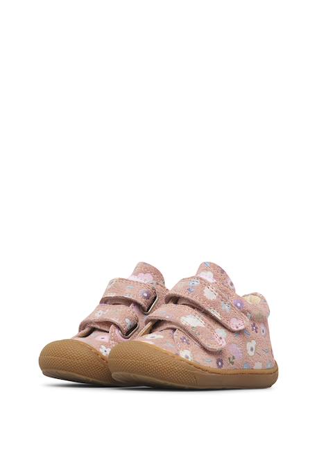 Chaussures premiers pas bébé fille en daim cocoon à scratch Gris foncé-marron+Rose-marron 10 - vertbaudet enfant 
