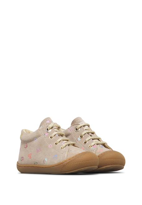 Chaussures premiers pas bébé fille en daim cocoon Beige-platine+Rose-magnolia 2 - vertbaudet enfant 