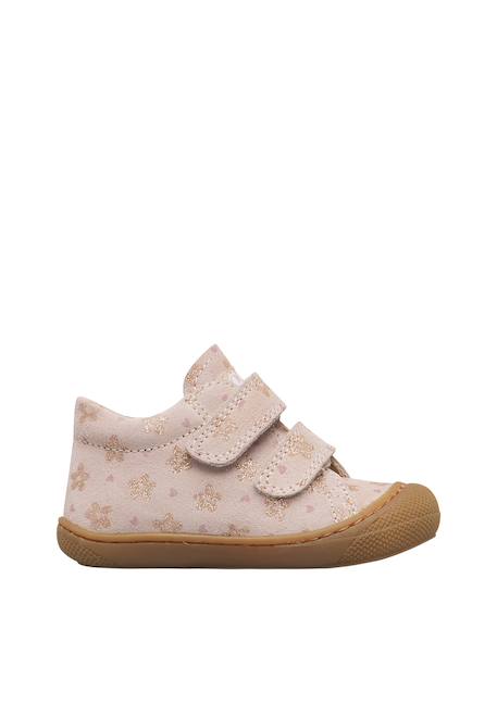 Chaussures premiers pas bébé fille en daim cocoon à scratch Rose poudré-platine 1 - vertbaudet enfant 