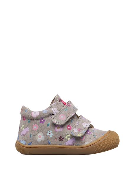 Chaussures premiers pas bébé fille en daim cocoon à scratch Gris foncé-marron+Rose-marron 1 - vertbaudet enfant 