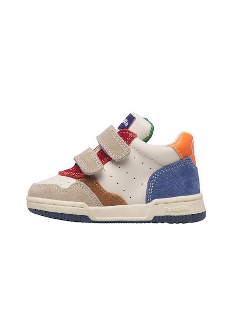 Baskets bébé garçon en cuir et daim klip 4 à scratch Gris tourterelle-bleu+Marine-citrouille 3 - vertbaudet enfant 