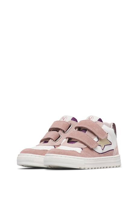 Baskets montantes bébé en cuir et daim hess high 3 à scratch Blanc-beige-rose poudré+Blanc-rose-rose poudré+Kaki-blanc-brun+Marine-bleu 10 - vertbaudet enfant 