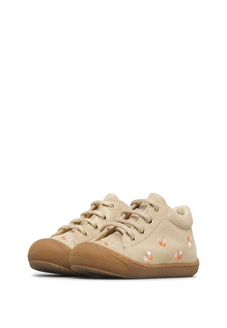Chaussures premiers pas bébé fille en daim cocoon, broderies papillons Platine-marron 5 - vertbaudet enfant 