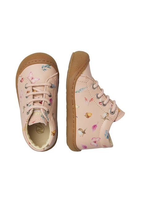 Chaussures premiers pas bébé fille en cuir cocoon Rose poudré-marron 4 - vertbaudet enfant 