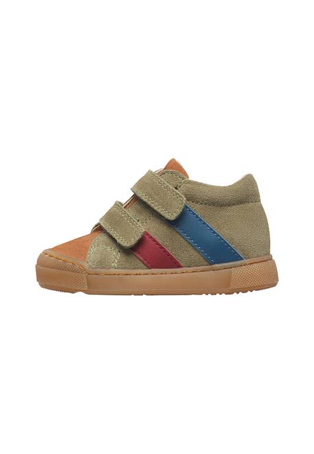 Baskets bébé garçon en cuir et daim gazer à scratch Marron-anthracite+Marron-vert 8 - vertbaudet enfant 