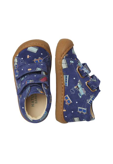 Chaussures premiers pas barefoot bébé garçon en daim amur à scratch Bleu-céleste 4 - vertbaudet enfant 