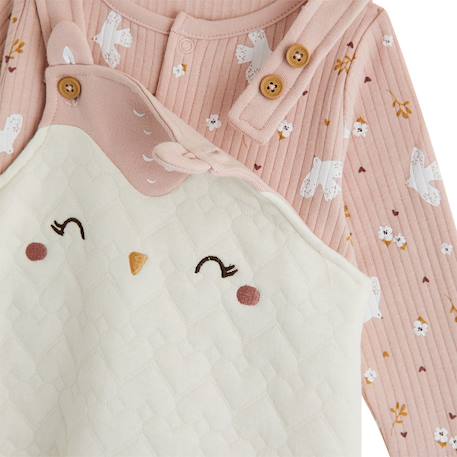 Ensemble salopette bébé matelassé et t-shirt miette Rose 4 - vertbaudet enfant 