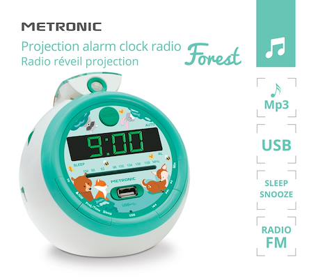 Radio-réveil fm usb projection avec alarme Cyan+Vert 6 - vertbaudet enfant 