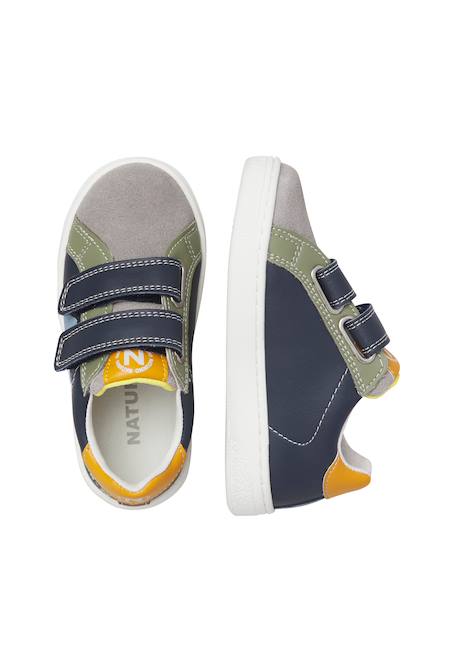 Baskets bébé garçon en cuir et daim pinn à scratch Blanc-gris-bleu+Gris-bleu-vert olive 9 - vertbaudet enfant 