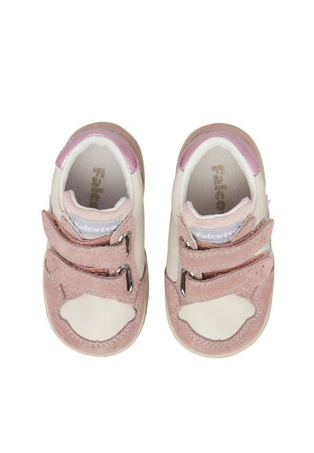 Baskets montantes bébé fille en cuir et daim alnoite high 2 à scratch Rose-platine 4 - vertbaudet enfant 