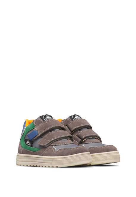 Baskets bébé garçon en daim et tissu wanny à scratch, imperméables Anthracite-vert 2 - vertbaudet enfant 