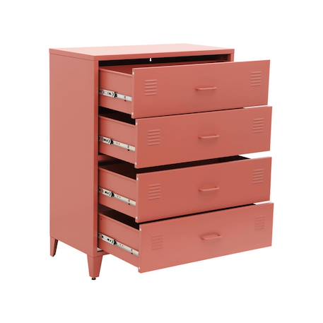Commode industrielle acier 4 tiroirs - soho Bleu+Noir+Terracotta 16 - vertbaudet enfant 