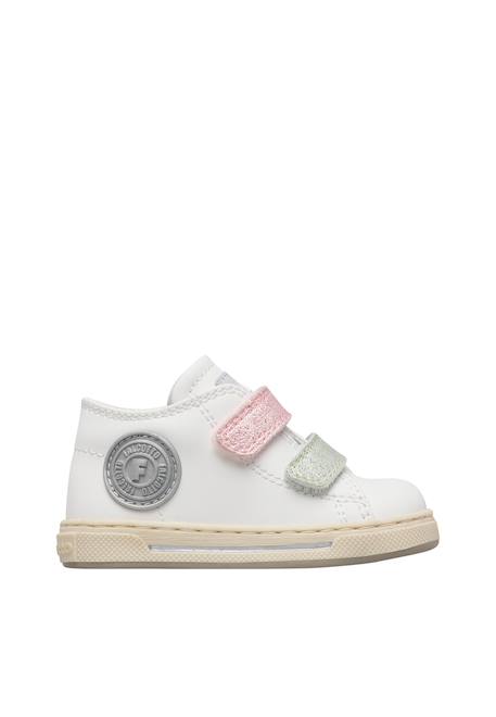 Baskets fille en cuir et tissu michael 3 Blanc-sauge 1 - vertbaudet enfant 