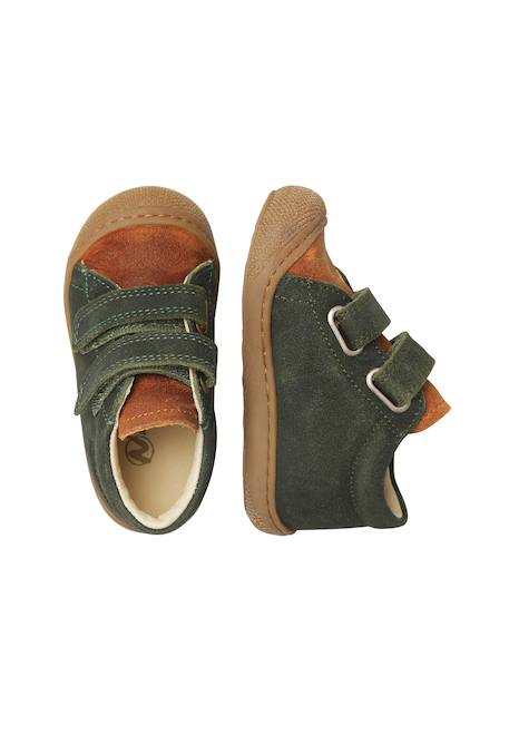 Chaussures premiers pas bébé garçon en daim cocoon à scratch Marine-vert olive+Vert foncé-marron 9 - vertbaudet enfant 