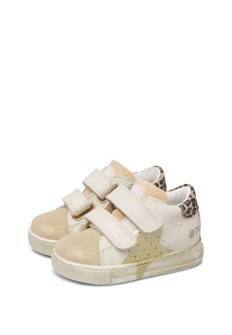 Baskets bébé fille en cuir et daim salazar 3 à scratch Or-marron clair 5 - vertbaudet enfant 